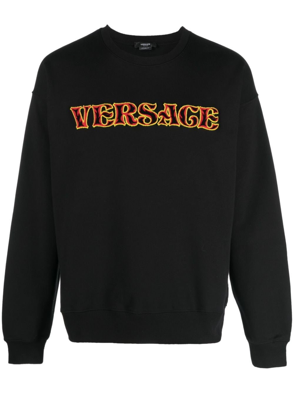 Versace logo-embroidered cotton sweatshirt - Black von Versace
