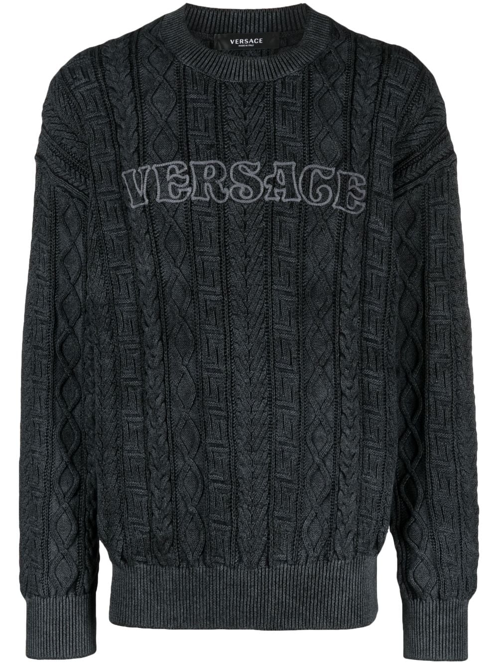 Versace Greca cable-knit jumper - Black von Versace