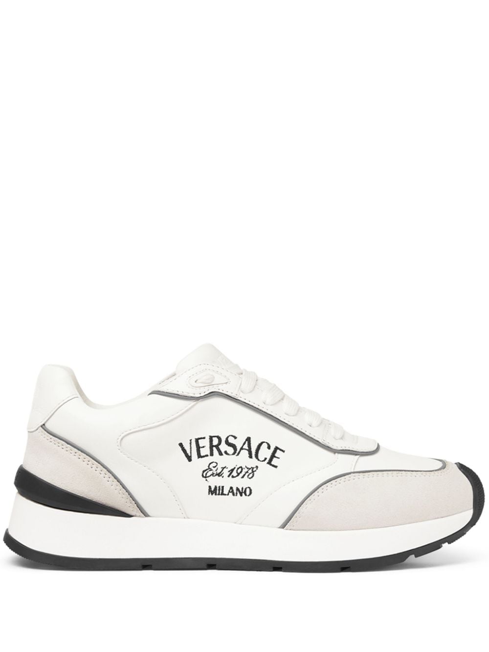 Versace logo-embroidered panelled sneakers - White von Versace