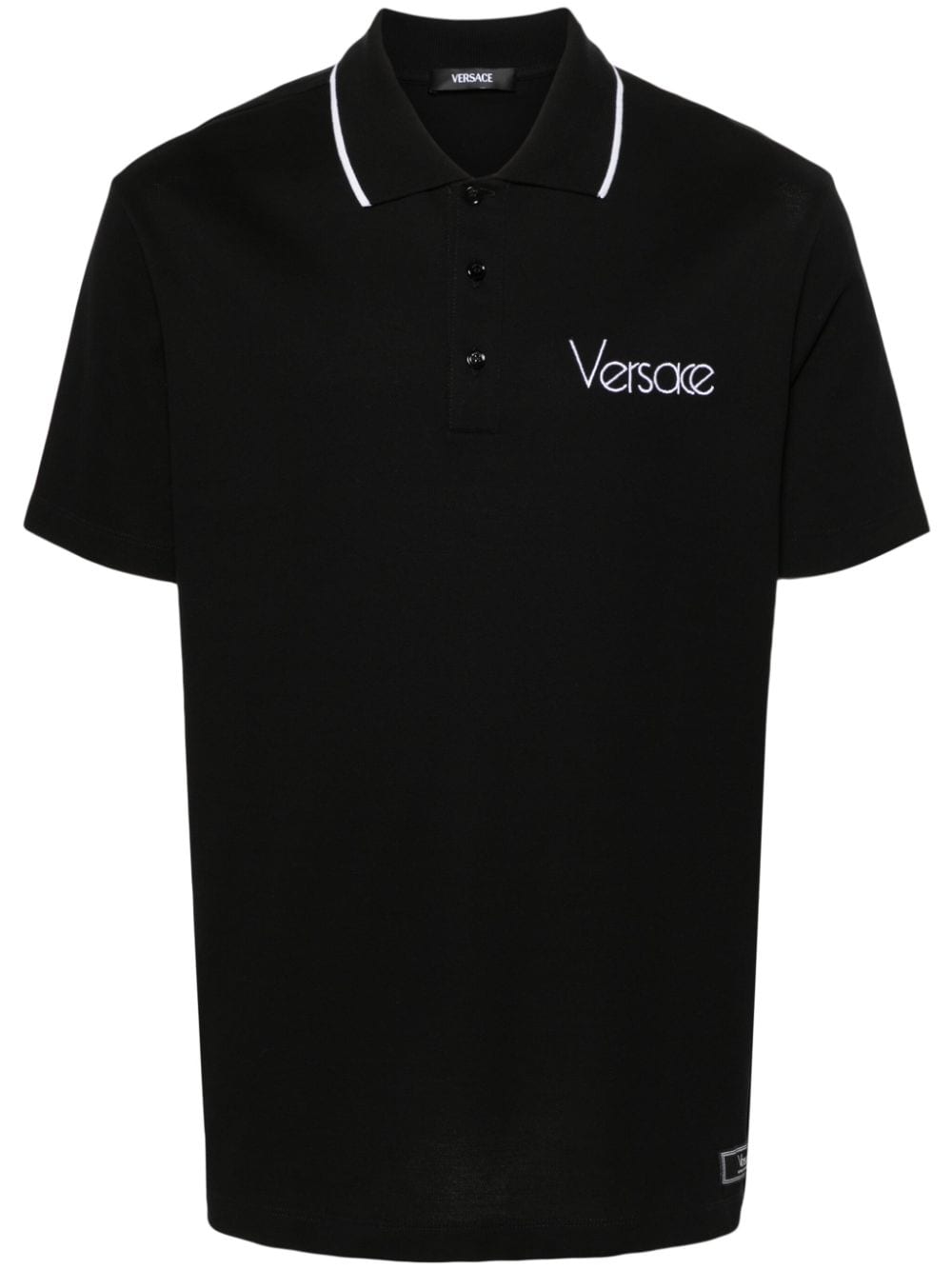 Versace logo-embroidered polo shirt - Black von Versace