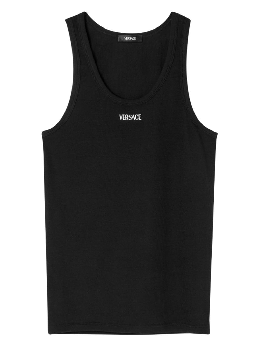 Versace logo-embroidered ribbed tank top - Black von Versace