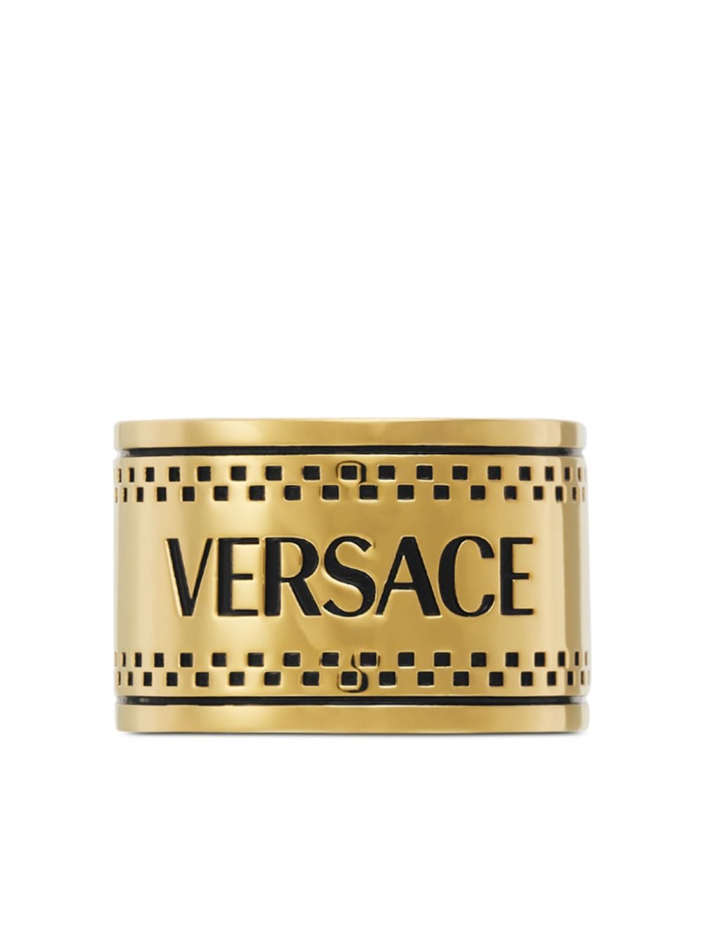 Versace logo-engraved chunky ring - Gold von Versace