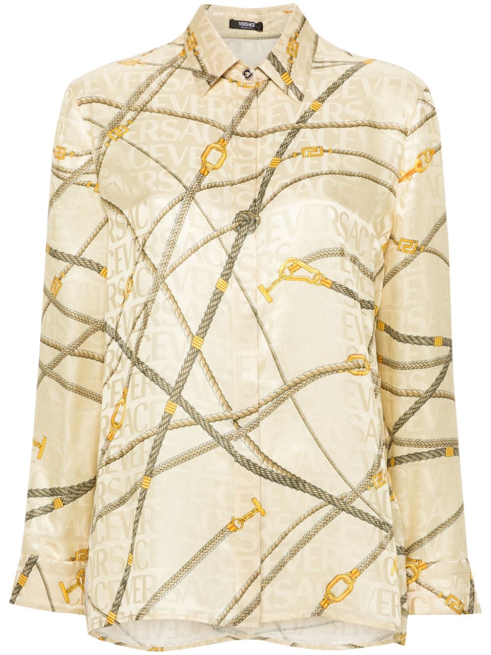 Versace logo-jacquard graphic-print shirt - Yellow von Versace