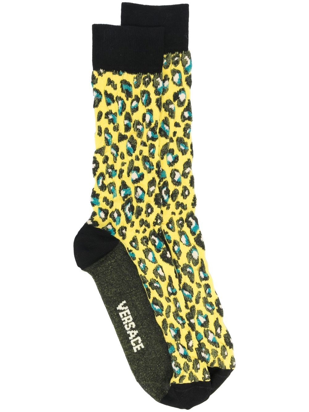 Versace logo leopard-print socks - Yellow von Versace