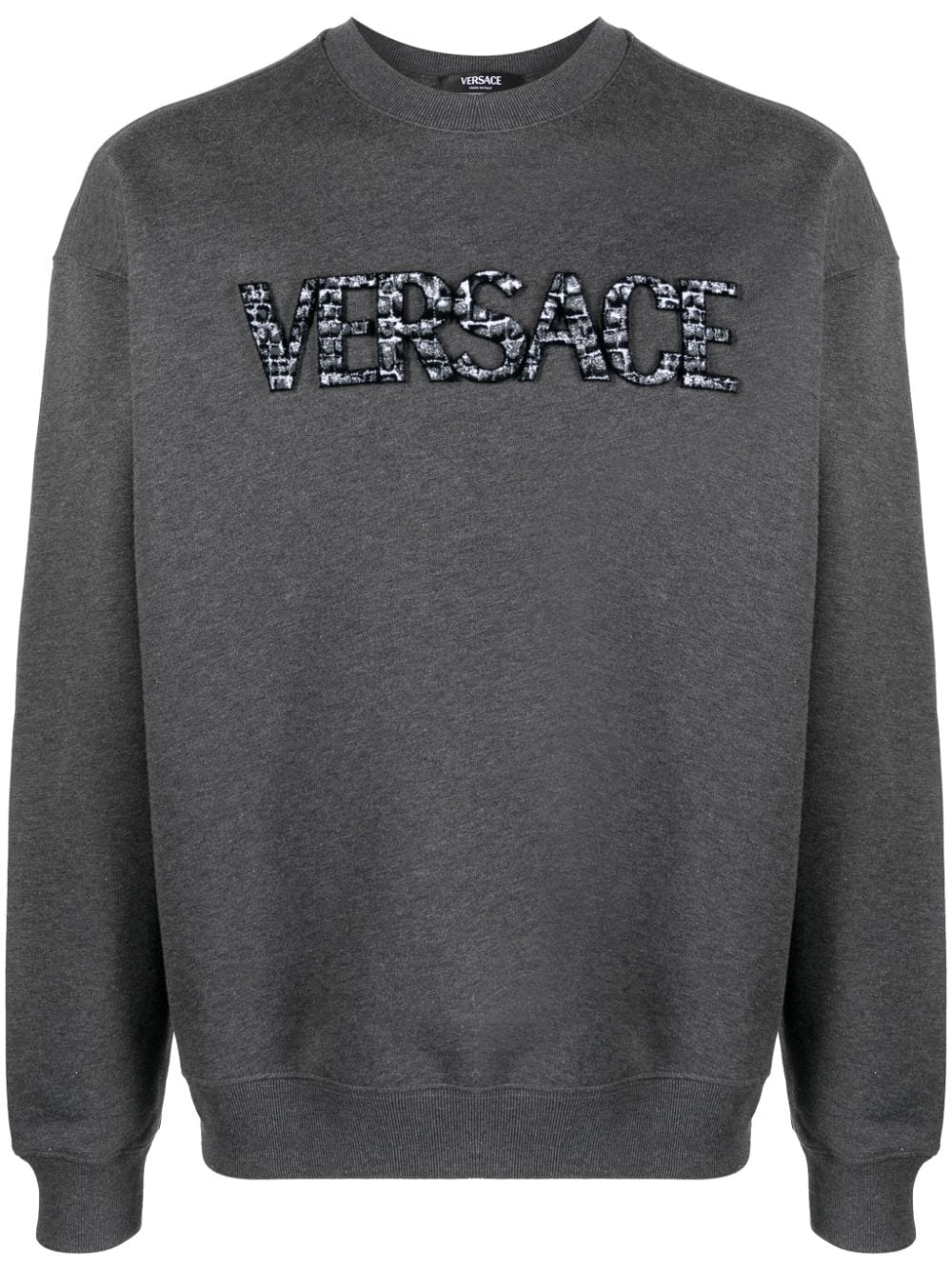 Versace logo-patch cotton sweatshirt - Grey von Versace