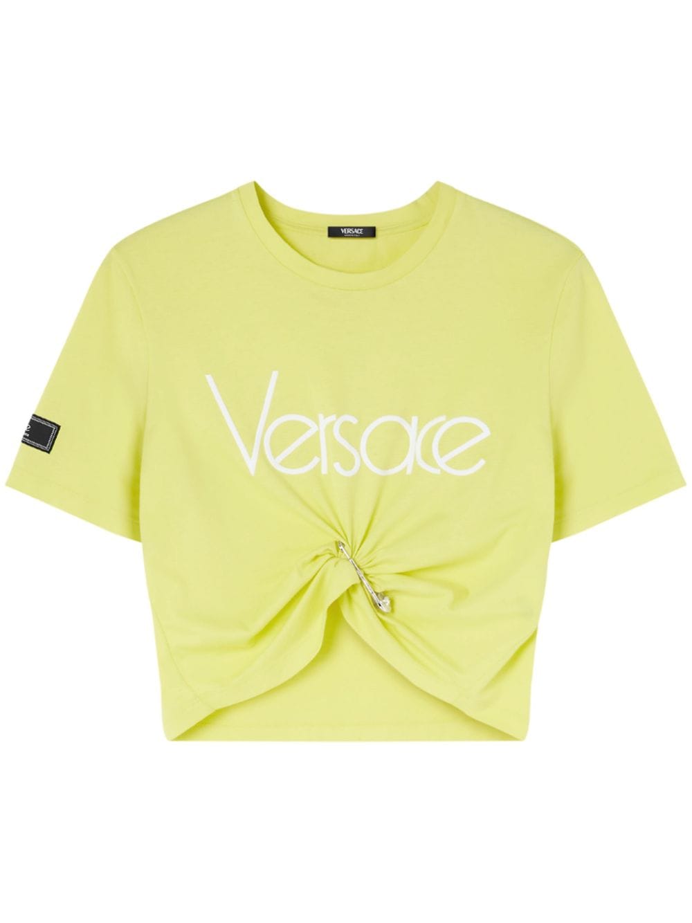 Versace logo-print cropped cotton T-shirt - Yellow von Versace