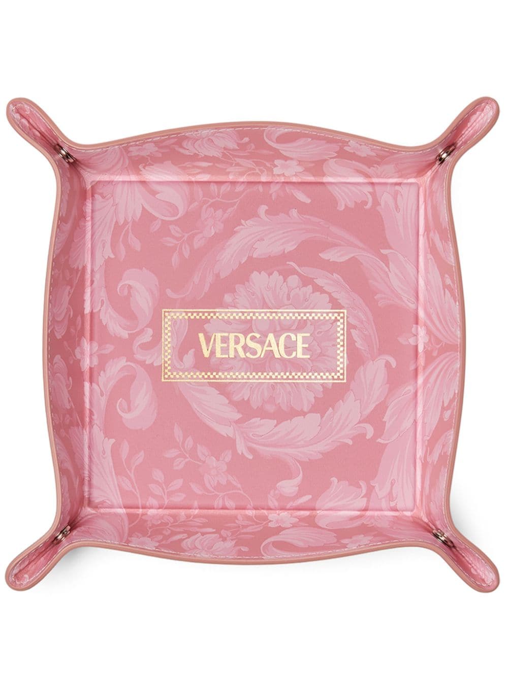 Versace Barocco-print leather tray - Pink von Versace