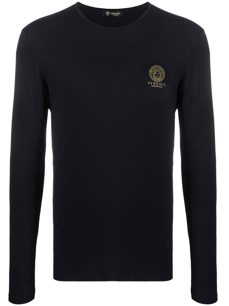 Versace logo-print long-sleeve T-shirt - Black von Versace