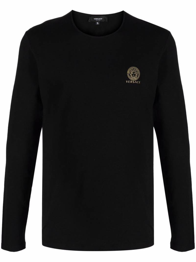 Versace logo-print long-sleeved T-shirt - Black von Versace