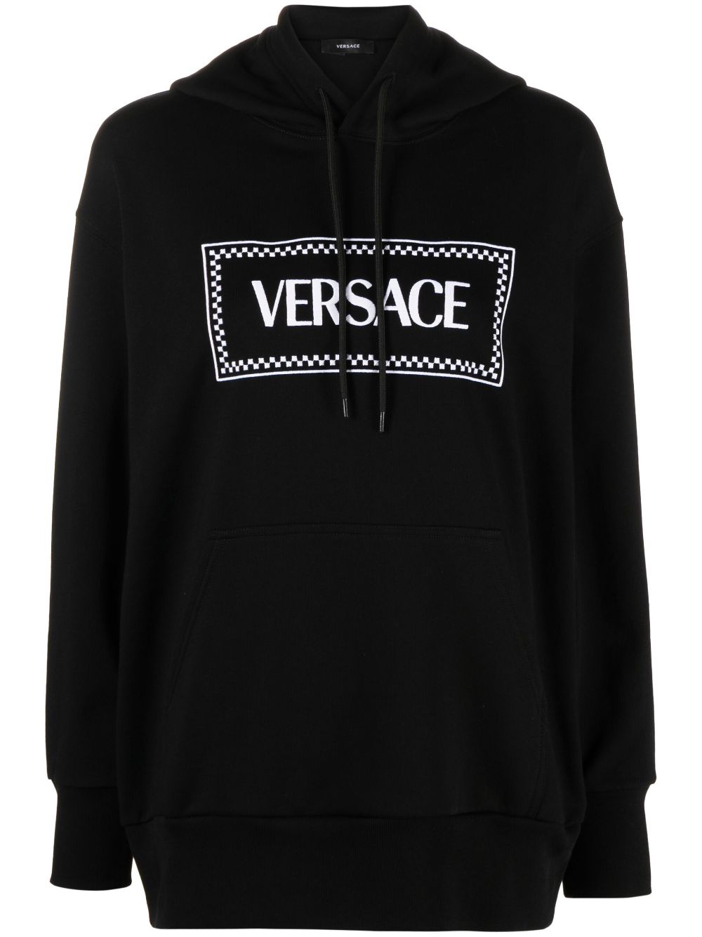 Versace logo-embroidered hoodie - Black von Versace