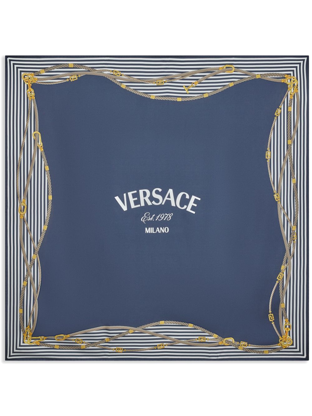 Versace logo-print silk scarf - Blue von Versace