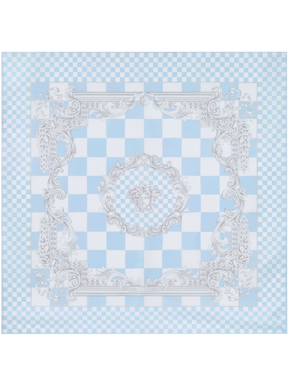 Versace logo-print silk scarf - Blue von Versace