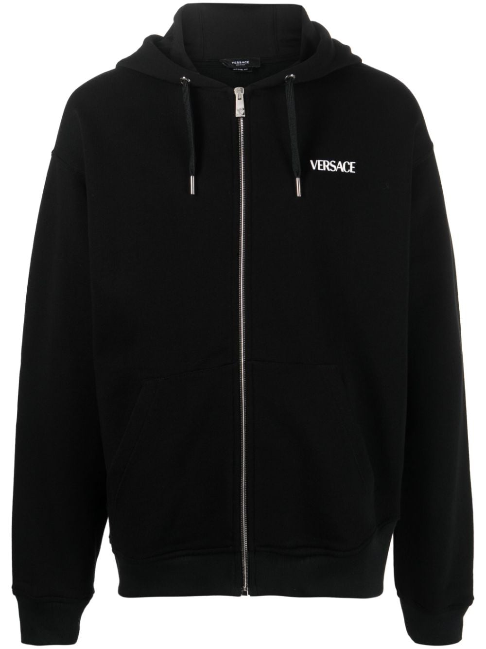 Versace logo-print zip-up hoodie - Black von Versace