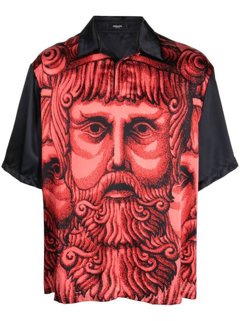 Versace mask-print satin-crepe shirt - Red von Versace