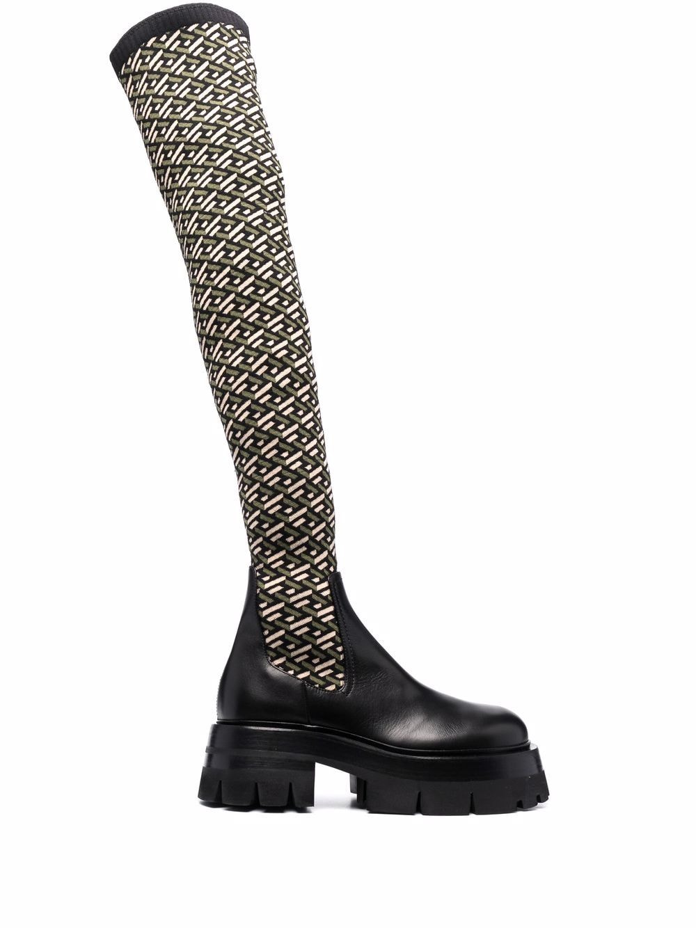 Versace multi-panel ridged-sole boots - Black von Versace