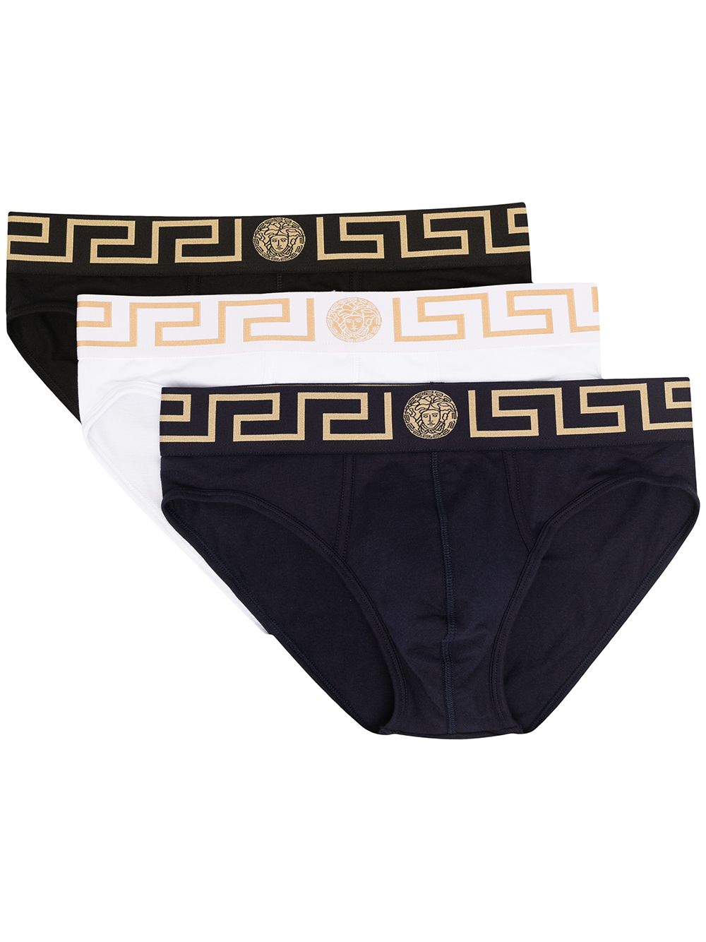 Versace pack of three Medusa Greca briefs - Black von Versace