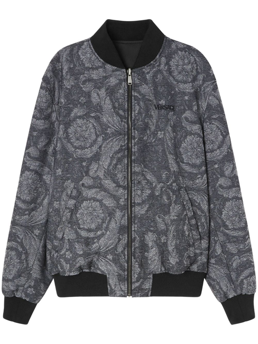 Versace reversible logo-embroidered bomber jacket - Grey von Versace