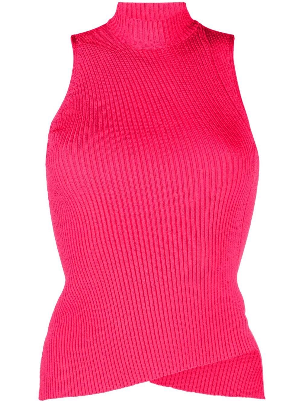 Versace ribbed-knit asymmetric top - Pink von Versace