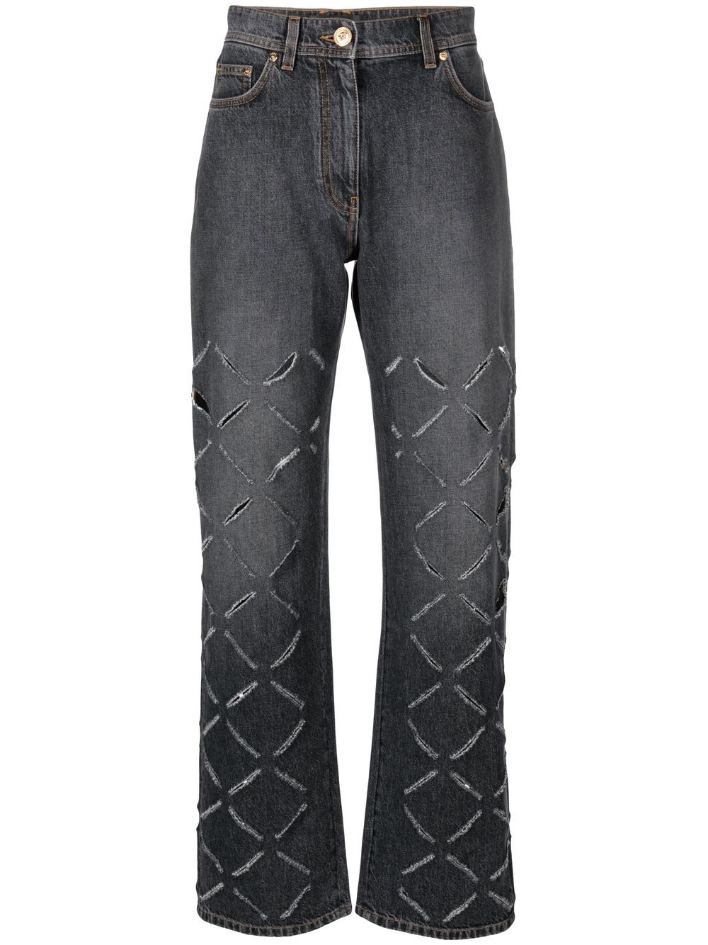 Versace ripped straight leg jeans - Grey von Versace