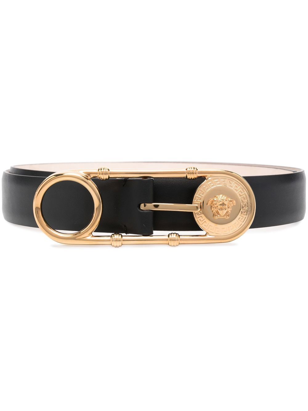 Versace Safety-Pin leather belt - Black von Versace