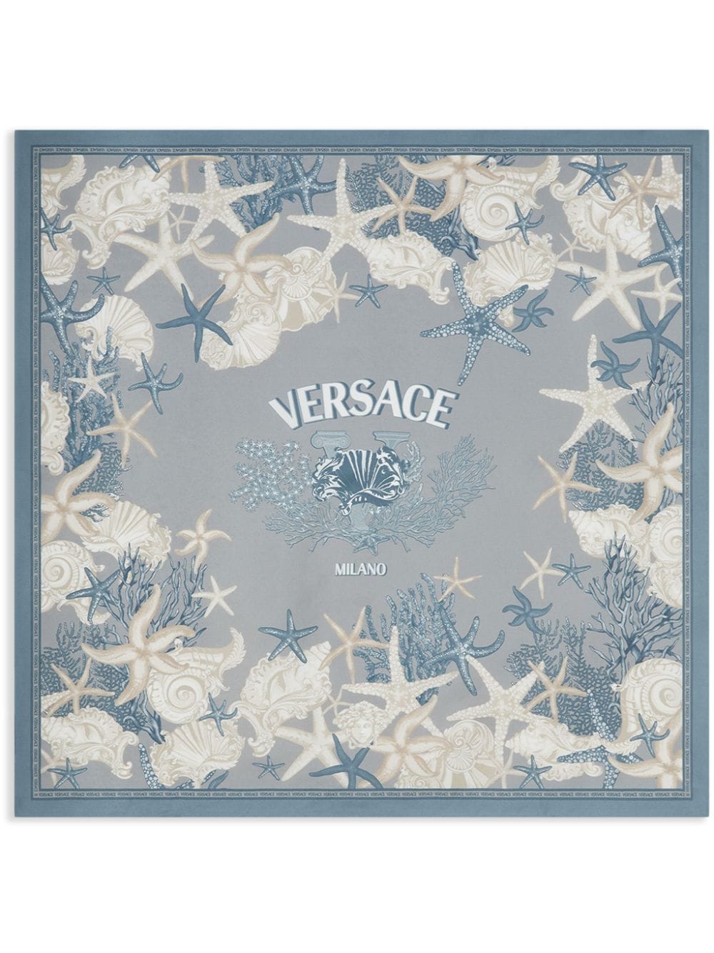 Versace seahorse-print silk scarf - Blue von Versace