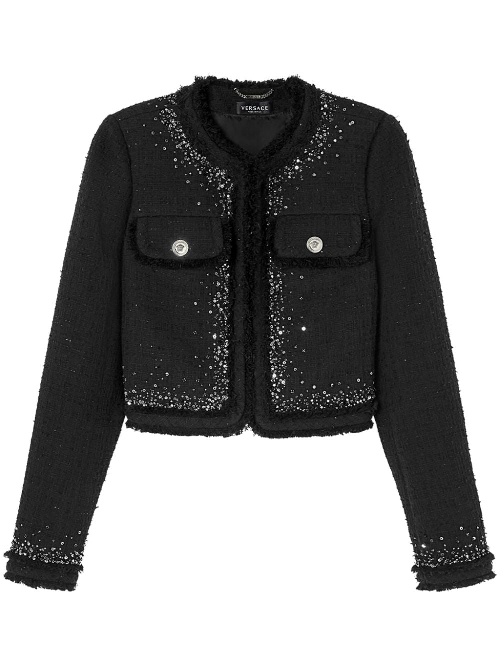 Versace sequin-embellished cotton-blend jacket - Black von Versace