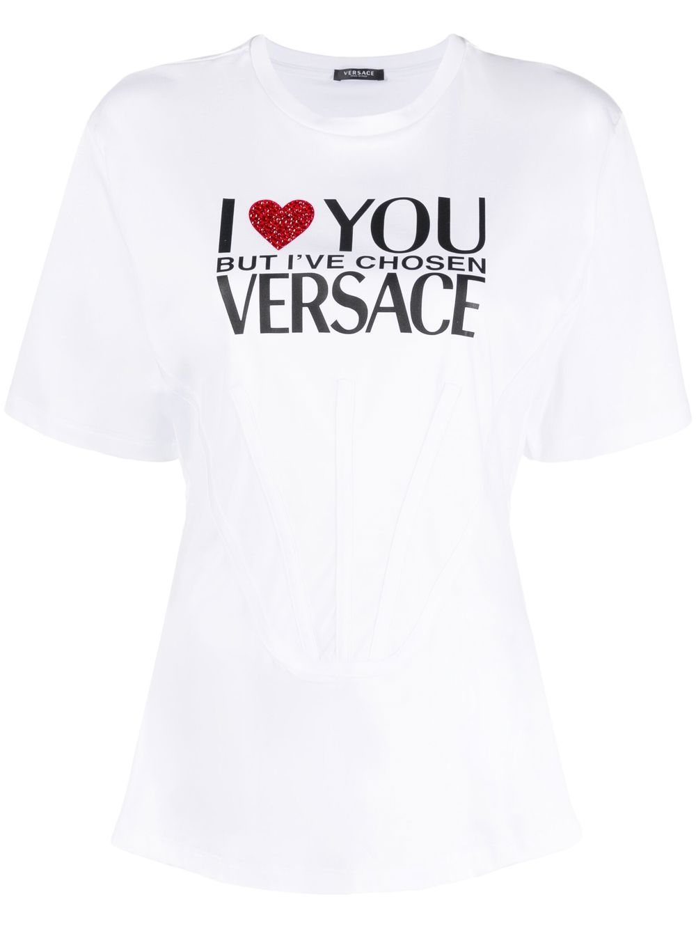 Versace slogan-print cotton T-shirt - White von Versace