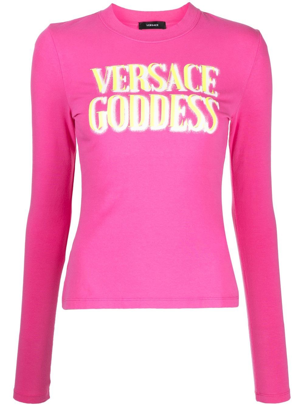 Versace slogan-print long-sleeve T-shirt - Pink von Versace