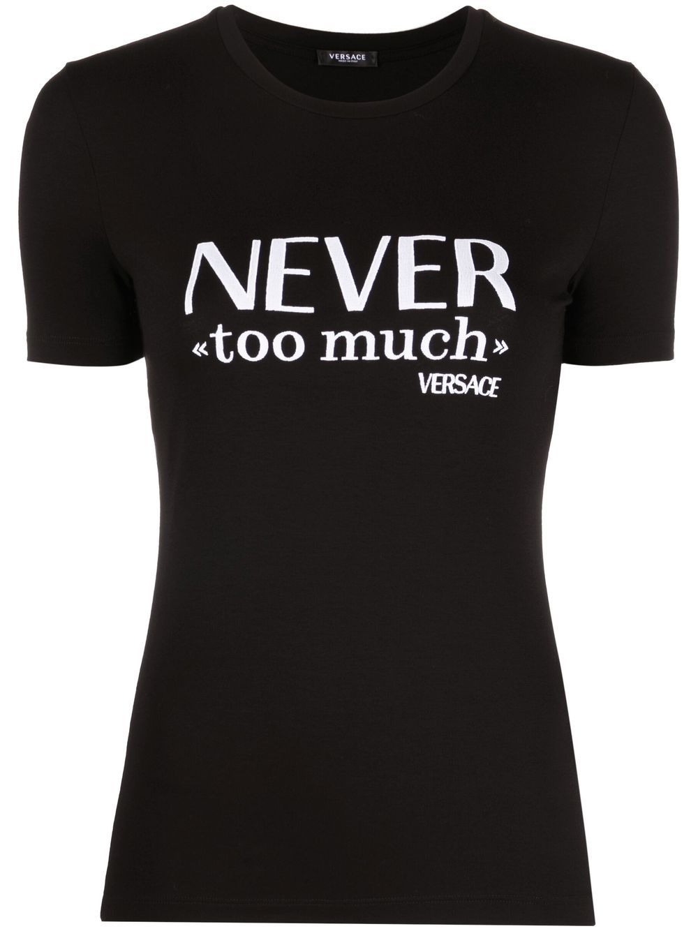 Versace slogan-print short-sleeve T-shirt - Black von Versace