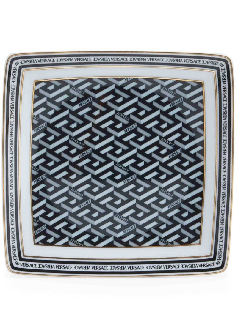 Versace small La Greca porcelain plate - Black von Versace