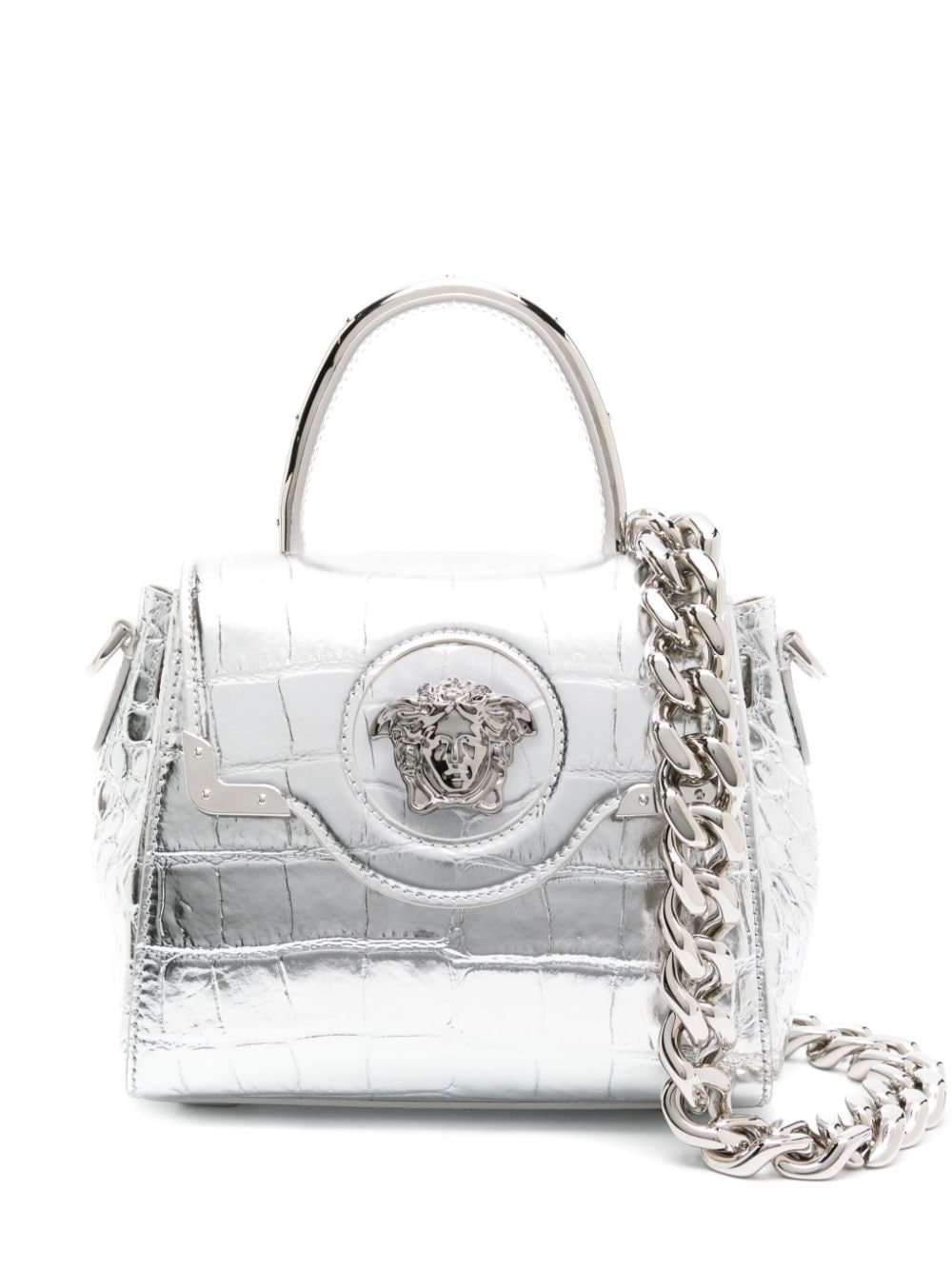 Versace small La Medusa leather tote bag - Silver von Versace