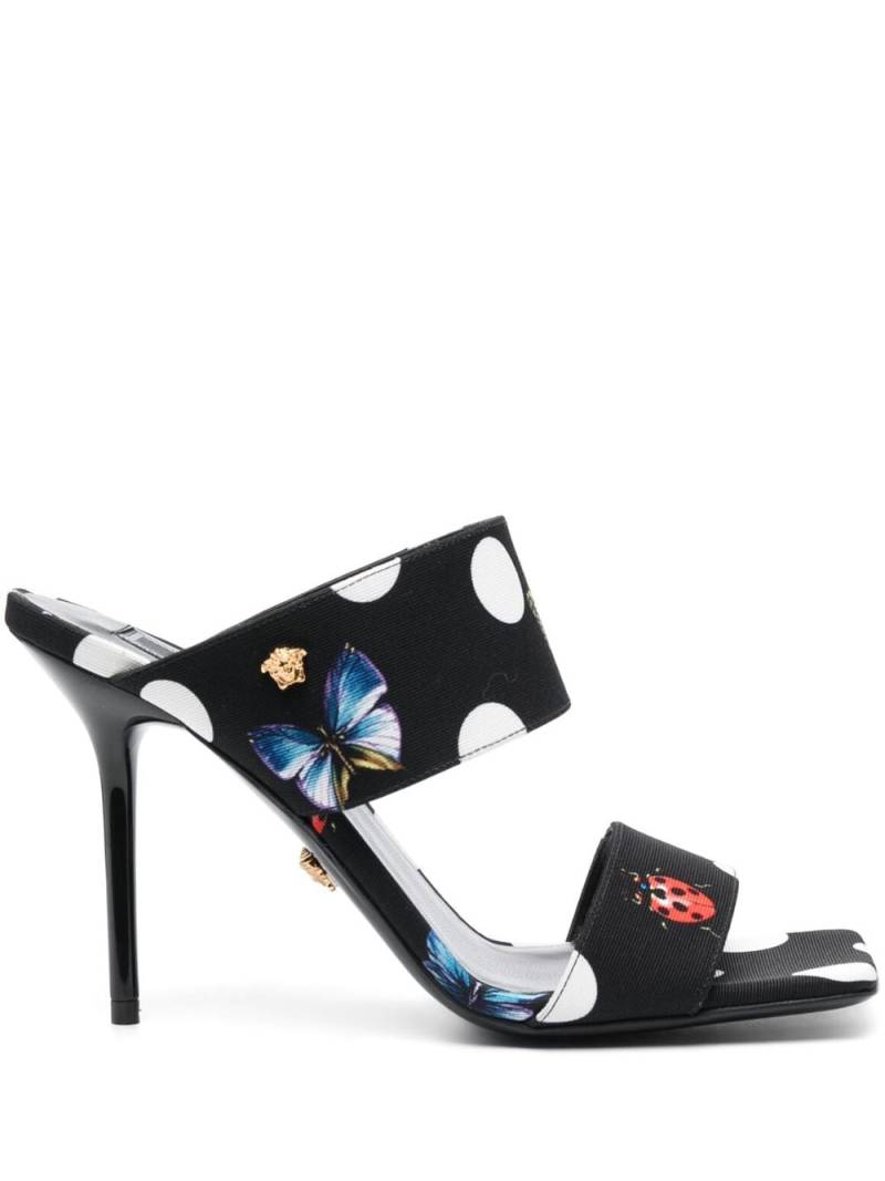 Versace x Dua Lipa Butterflies 95mm canvas mules - Black von Versace