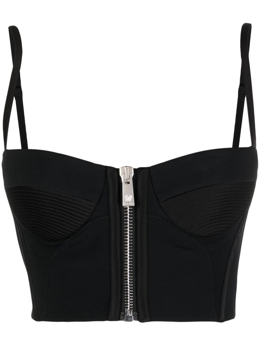 Versace zip-up bustier top - Black von Versace