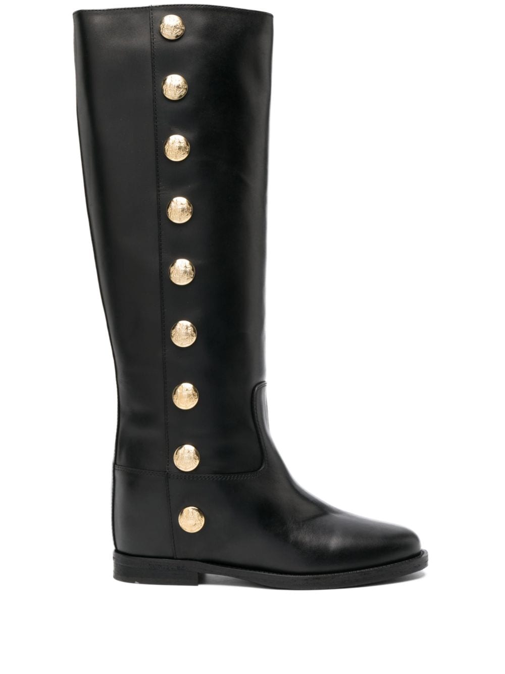 Via Roma 15 golden-buttonned leather boots - Black von Via Roma 15