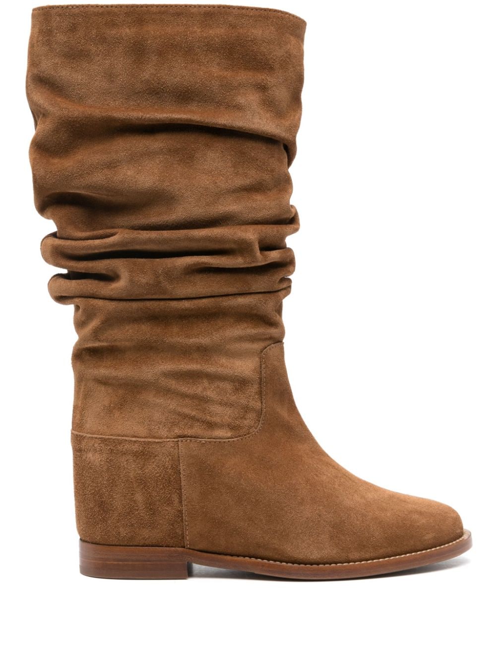 Via Roma 15 ruched suede flat boots - Brown von Via Roma 15