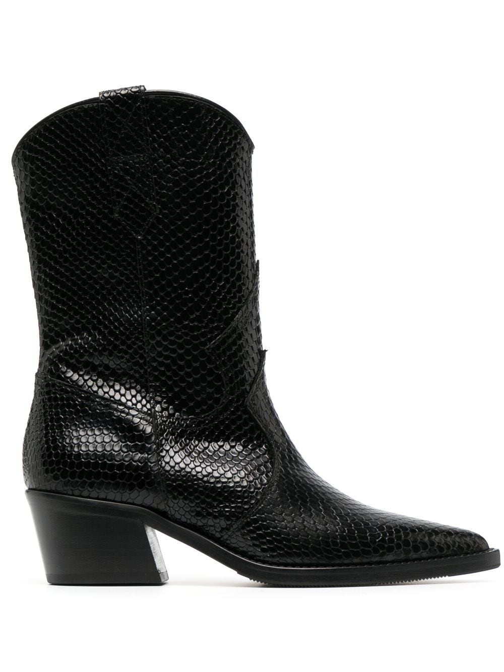 Via Roma 15 snake-embossed leather boots - Black von Via Roma 15