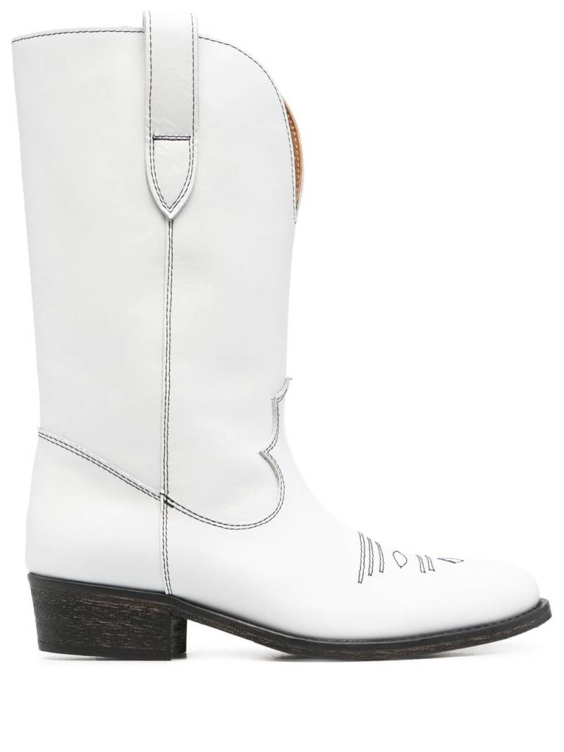 Via Roma 15 stitch-embellished western boots - White von Via Roma 15