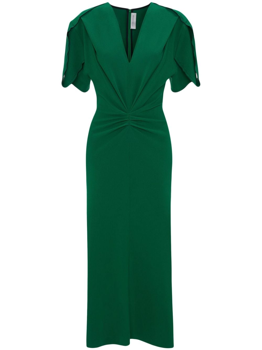 Victoria Beckham V-neck gathered midi dress - Green von Victoria Beckham