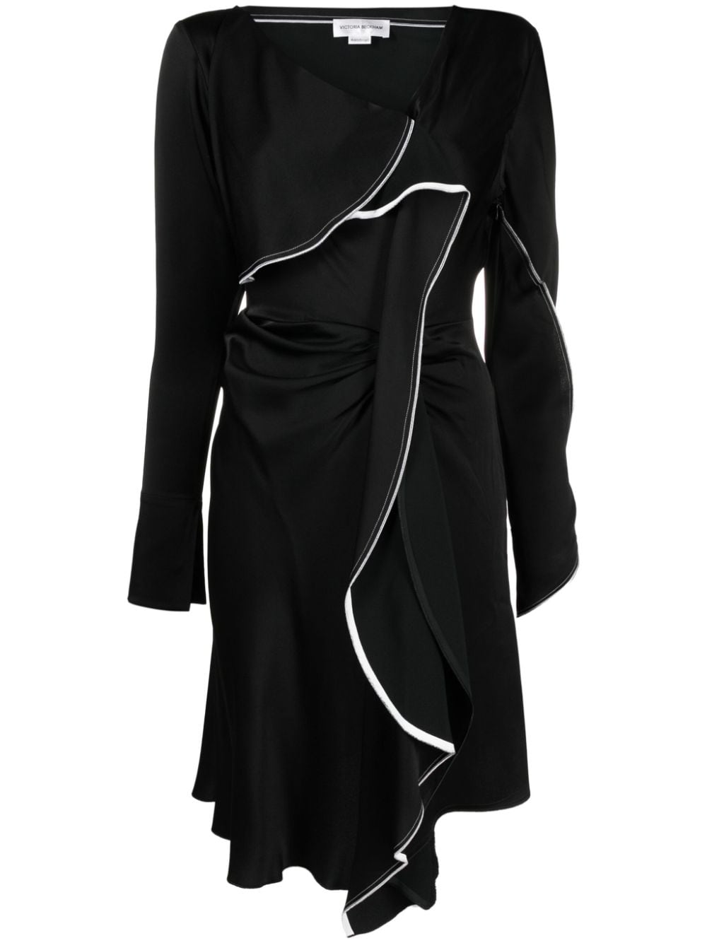 Victoria Beckham asymmetric draped midi dress - Black von Victoria Beckham