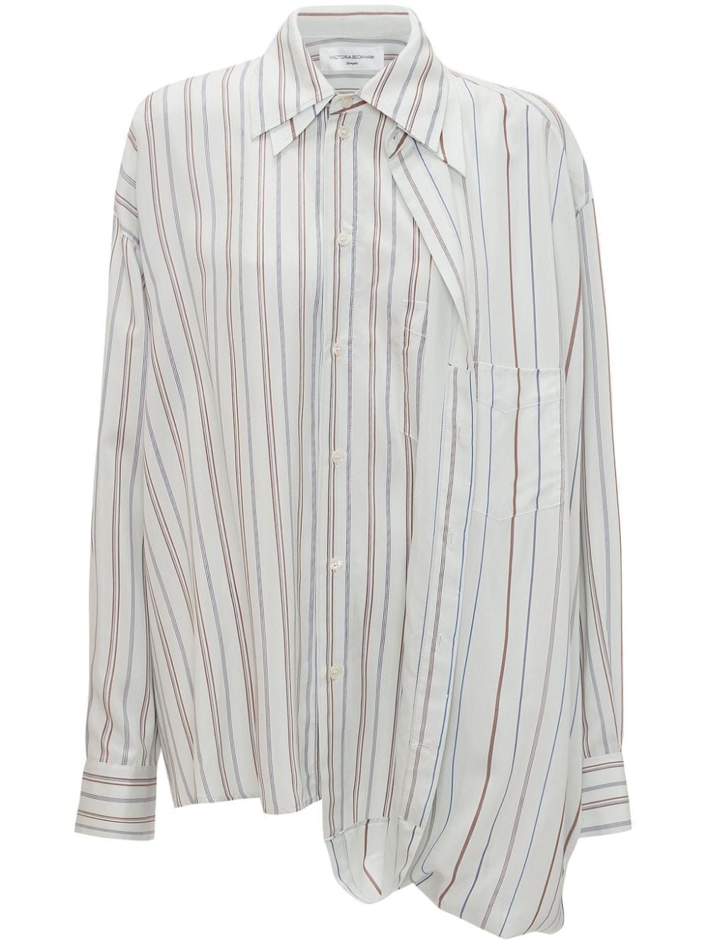 Victoria Beckham asymmetric striped long-sleeve shirt - Neutrals von Victoria Beckham