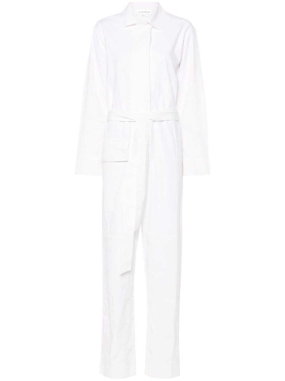 Victoria Beckham belted cotton jumpsuit - White von Victoria Beckham