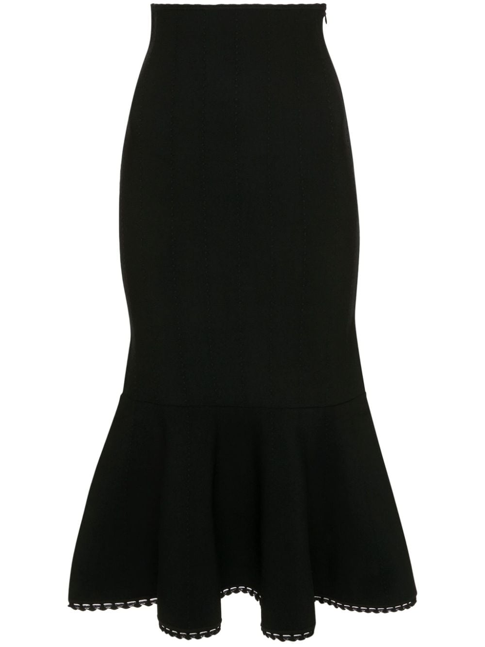 Victoria Beckham VB Body scallop-trim flared skirt - Black von Victoria Beckham