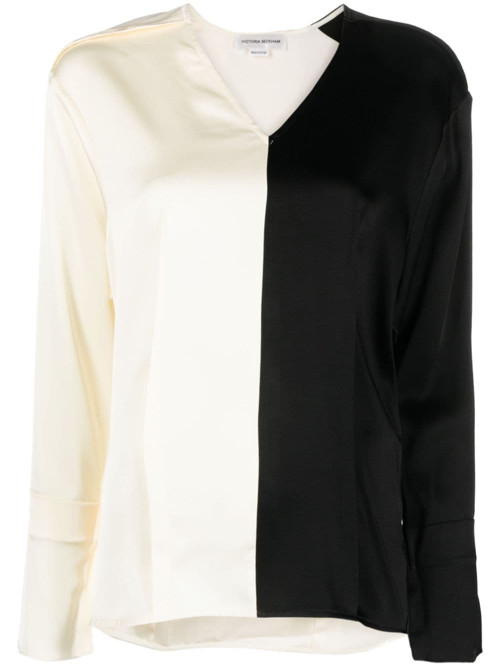 Victoria Beckham colour-block V-neck blouse - Black von Victoria Beckham