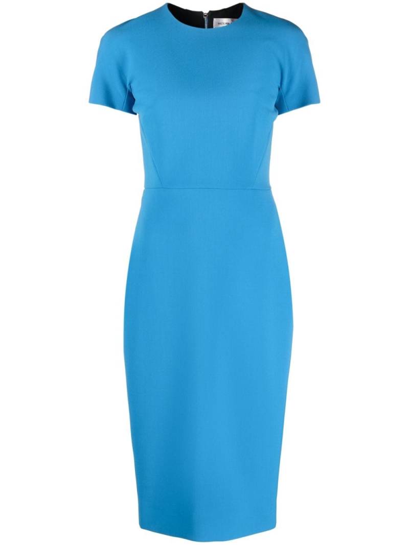 Victoria Beckham crepe short-sleeve midi dress - Blue von Victoria Beckham