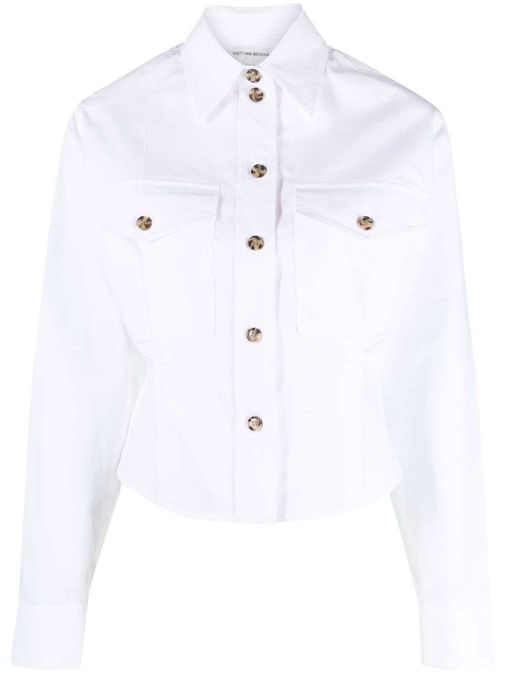 Victoria Beckham cropped cotton shirt - White von Victoria Beckham