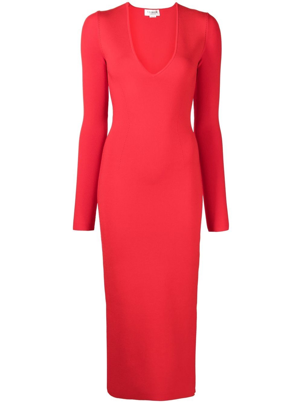 Victoria Beckham deep V-neck midi-dress - Red von Victoria Beckham