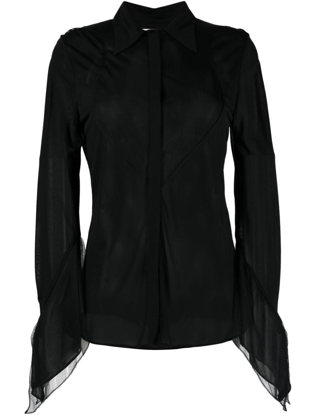 Victoria Beckham draped long-sleeve shirt - Black von Victoria Beckham