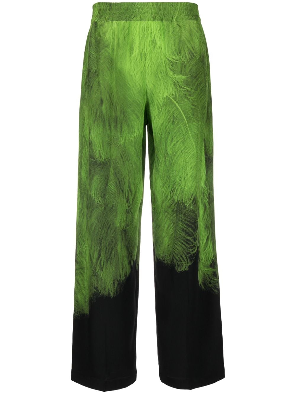 Victoria Beckham feather-print silk trousers - Green von Victoria Beckham