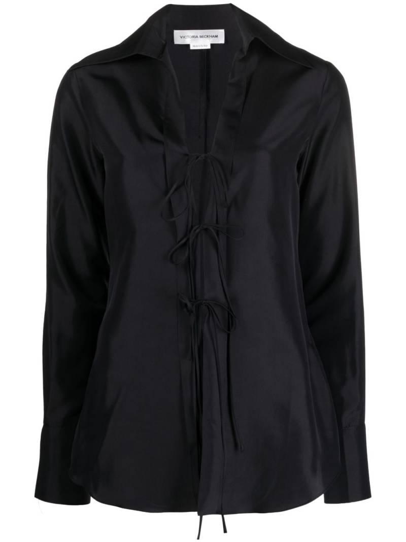 Victoria Beckham front-tie silk blouse - Black von Victoria Beckham