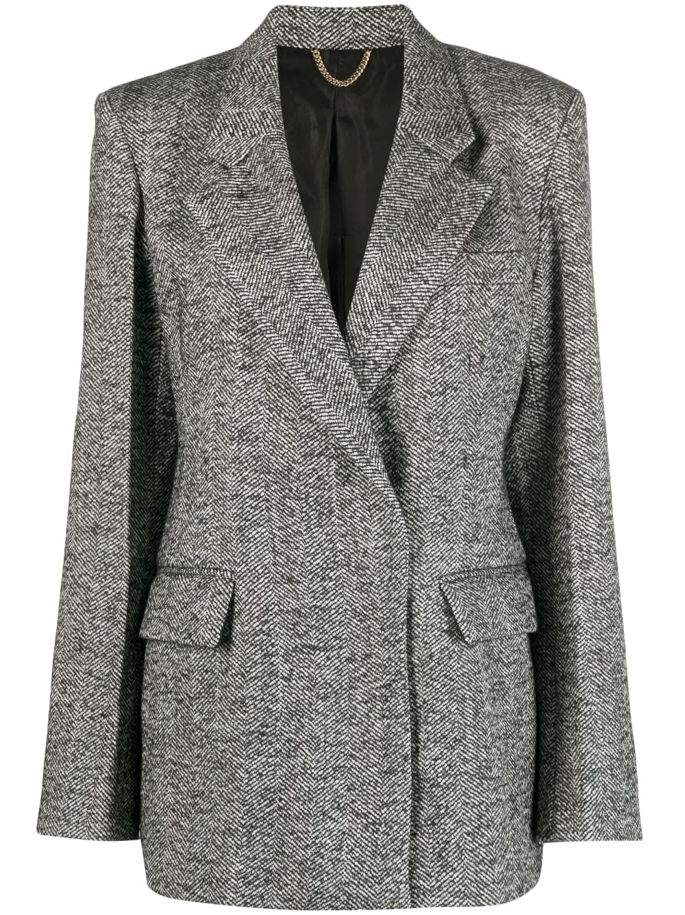 Victoria Beckham herringbone-pattern notched-lapels blazer - Black von Victoria Beckham